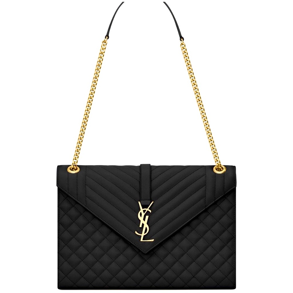 YSL Envelope Medium Chain Bag in Mix Matelassé Grain De Poudre Embossed Leather